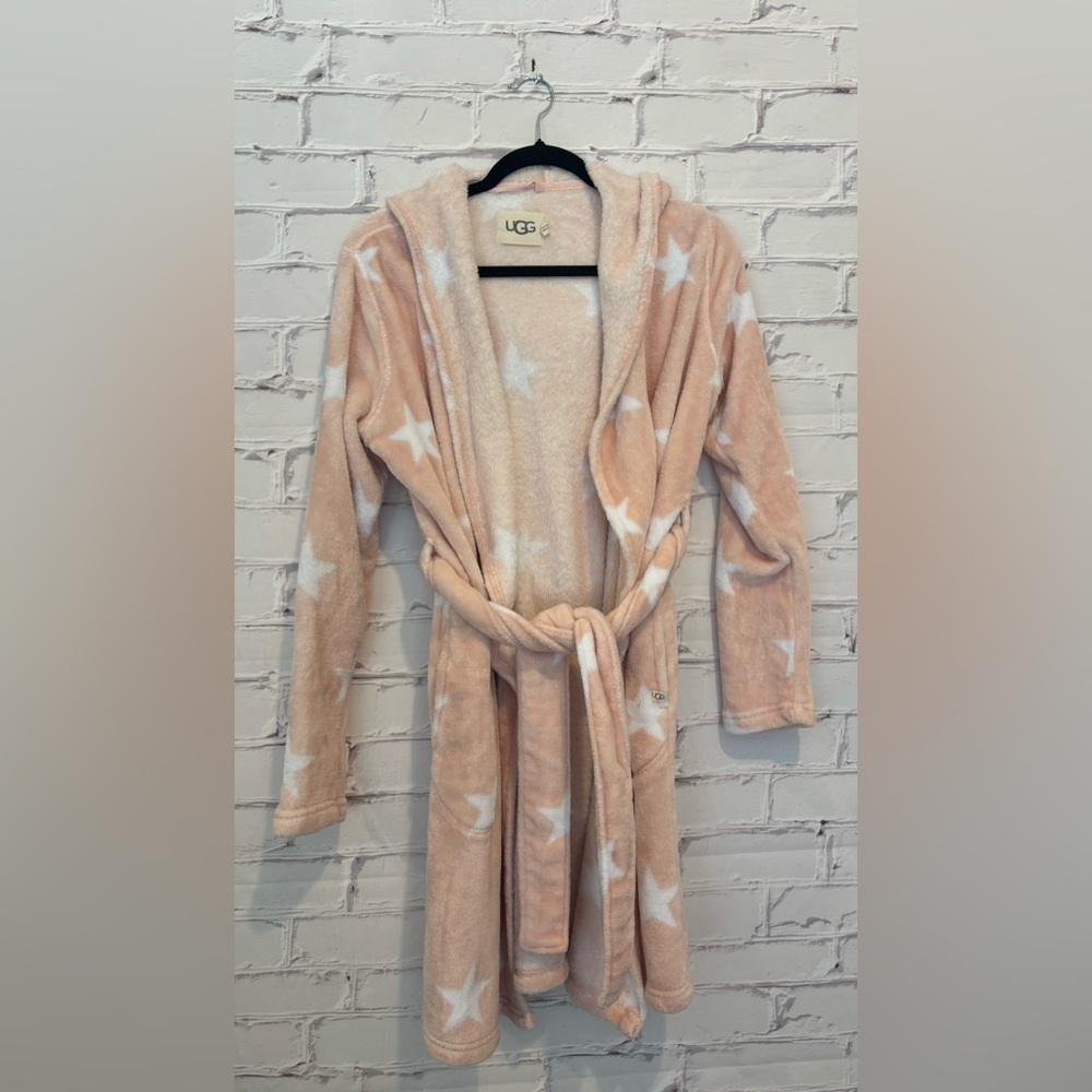 UGG light pink star print Miranda Fleece Robe Size Medium